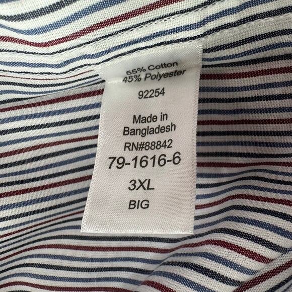 King Size Brand Mens Shirt Button Down Short Sleeve Size 3XL Big Striped Pocket - Picture 7 of 8